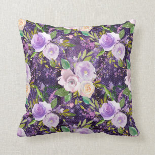 *~* Floral Flowers Pattern PURPLE Throw Pillow