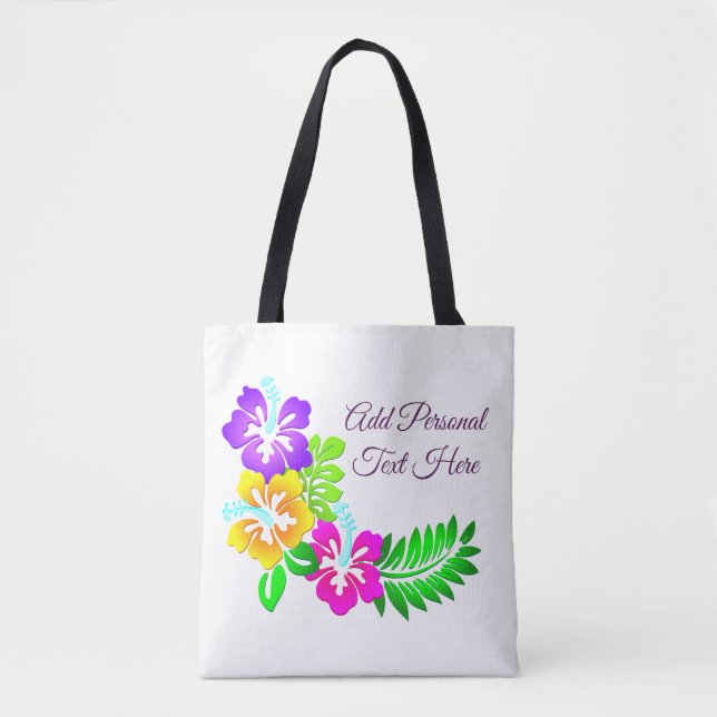 Floral Flowers Personalise Tote Bag (Front)