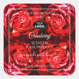 Floral Flowers Product Labels Red Roses with Logo