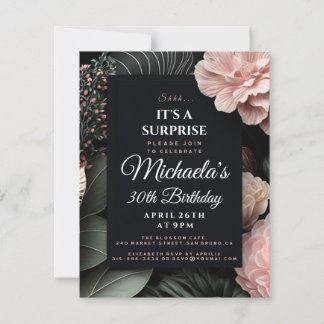 Floral flowers Surprise secret Birthday Party Invitation