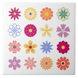 Floral Flowers, Vintage Flowers Ceramic Tile