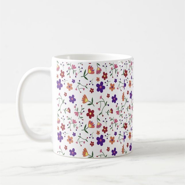 Floral Flowers Watercolor Coffee Mug (Left)