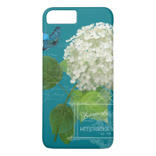 Floral Flowers White Hydrangea Butterfly Script iPhone 8 Plus/7 Plus Case
