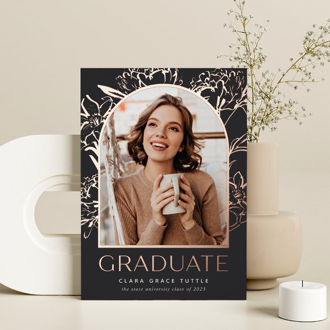 Floral Foil Arch Photo Graduation Announcement (Creator Uploaded)