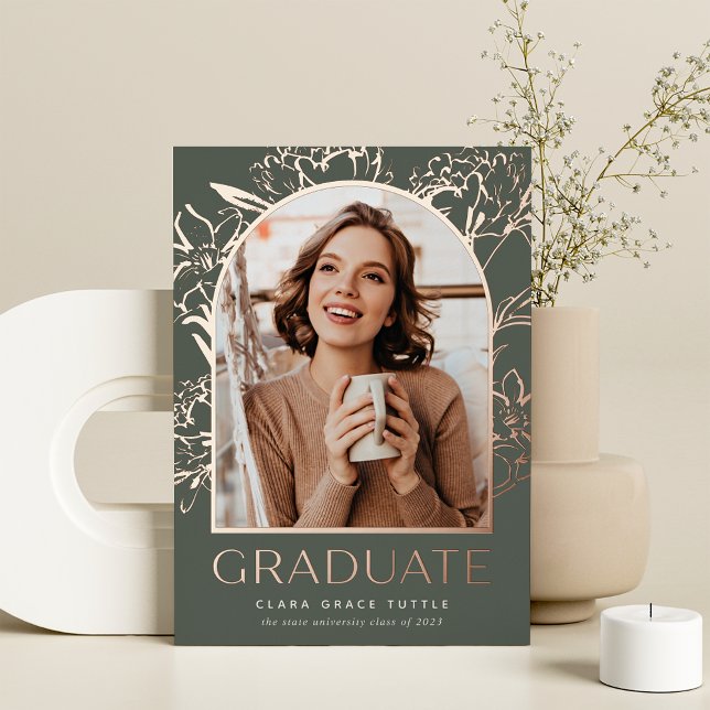 Floral Foil Arch Photo Graduation Announcement (Creator Uploaded)