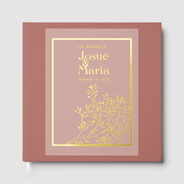 Floral Foil Wedding Guest Book (Front)