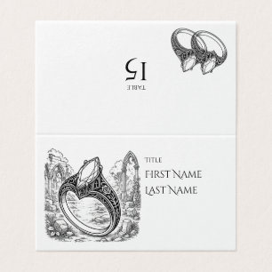 Floral Folded Card for gothic wedding table