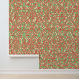 Floral & Foliage Brocade Pattern Wallpaper