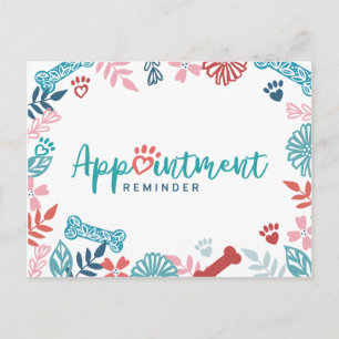 Floral & Foliage Pet Pattern Appointment Reminder Postcard