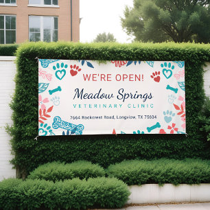 Floral & Foliage Pet Paw Print Pattern Reopening Banner