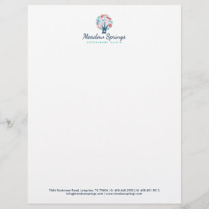 Floral & Foliage Pet Paw Print Tree Custom Letterhead