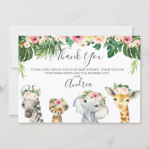 Floral Foliage Safari Baby Shower Thank You Card