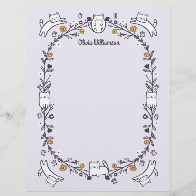 Floral & Foliage Sweet Little kitty Kittens Frame Custom Letterhead (Front)