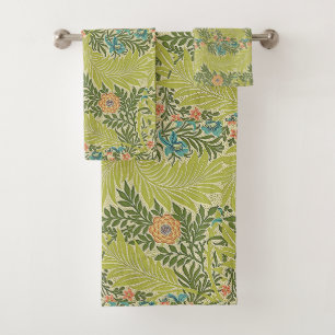 Floral Foliage Vintage William Morris Larkspur Bath Towel Set