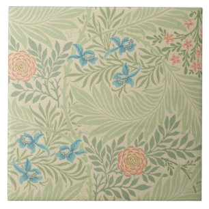 Floral Foliage Vintage William Morris Larkspur Ceramic Tile