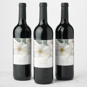 Floral Foliage Watercolor Wedding Wine Label