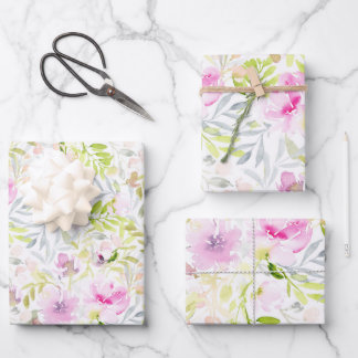 Floral Foliage Watercolor Wrapping Paper Sheet