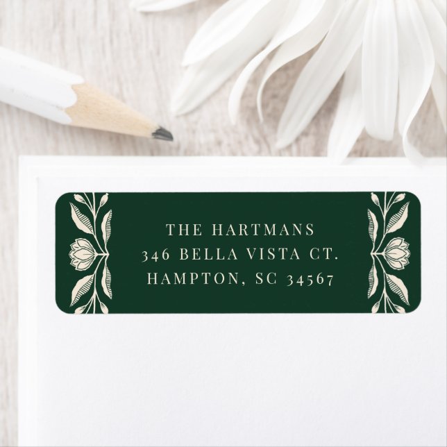 Floral Folk Art Christmas Holiday Return Address Label (Insitu)