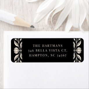 Floral Folk Art Christmas Holiday Return Address Label