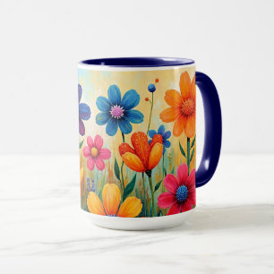 Floral Folk Art Illustration Mug