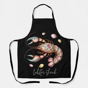 Floral Folk Art Lobster Illustration Custom Apron