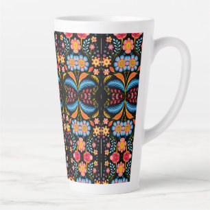 Floral Folk Art Modern Latte Mug