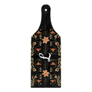 Floral Folk Art Monogram charcuterie Cutting Board