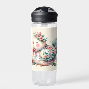 Floral Folk Bird with Pastel Boho Charm Water Bottle