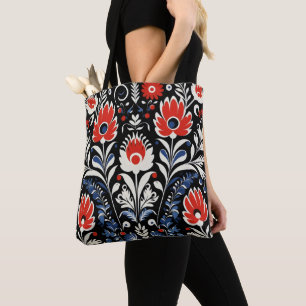 Floral Folk Pattern Tote Bag