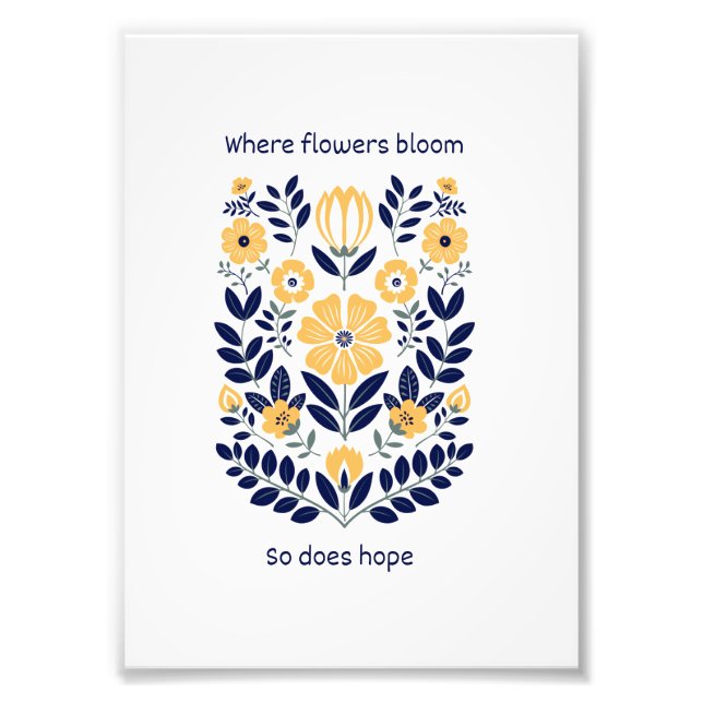Floral Folk Wall Art Print, Scandinavian Botanical (Front)