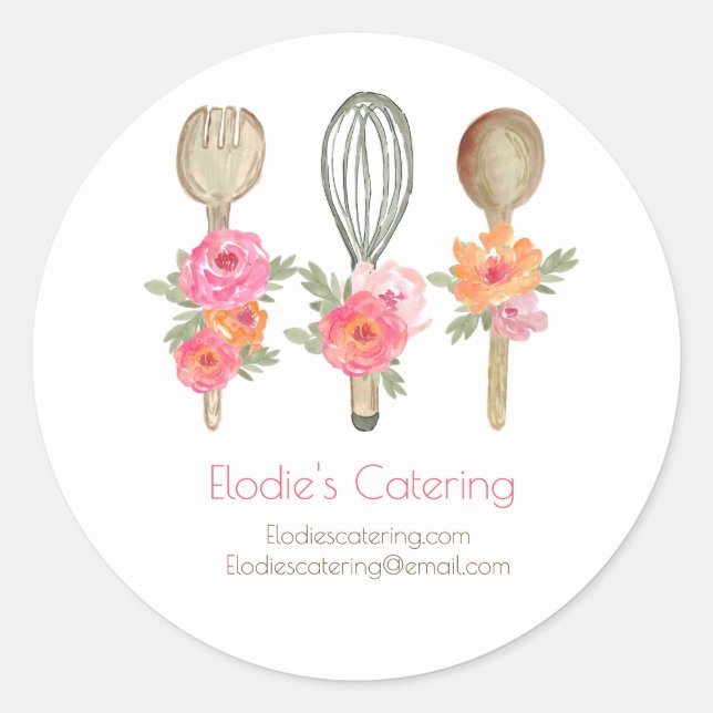 Floral food business catering product sticker (Front)