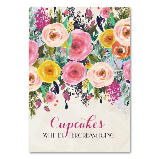 Floral Food Tent Cards (Front)
