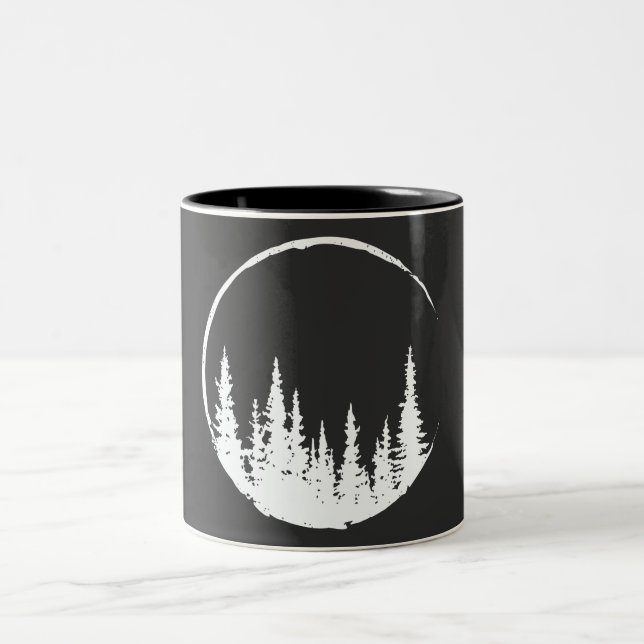 Floral Forest Circle Tree Loving Forest Tree Two-Tone Coffee Mug (Center)