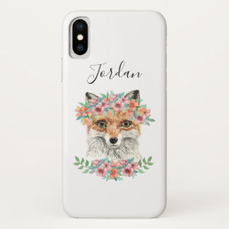 Floral Fox | Add Your Name iPhone X Case