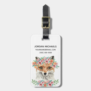 Floral Fox Add Your Name Luggage Tag