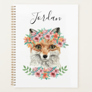 Floral Fox   Add Your Name Planner