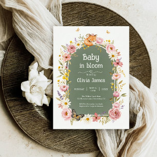 Floral Fox Baby Shower Woodland Sage Invite