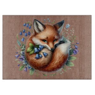 Floral Fox Botanical Woodland Art Cutting Board