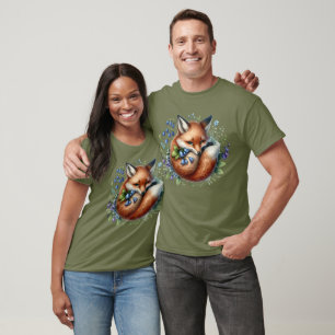 Floral Fox Botanical Woodland Art T-Shirt