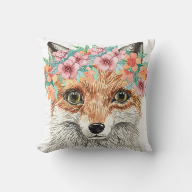 Floral Fox Cushion (Front)