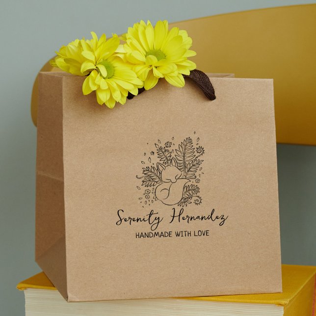 Floral Fox Custom Handmade With Love Rubber Stamp (Creator Uploaded)