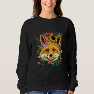 Floral Fox Flowers Gardening Botanical Plant  Fox Sweatshirt