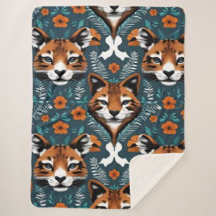 "Floral Fox Mirage" Sherpa Blanket