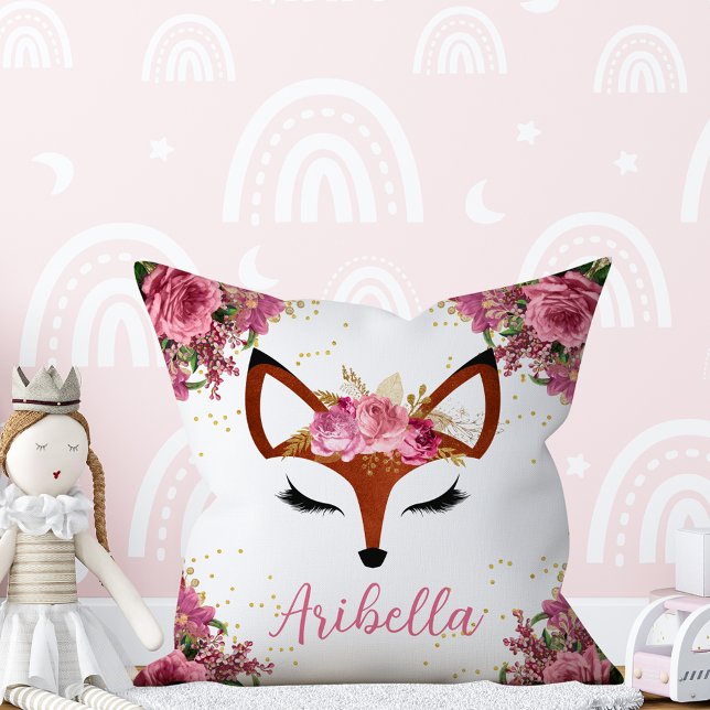 Floral Fox Princess Face Reversible Pillow (Creator Uploaded)