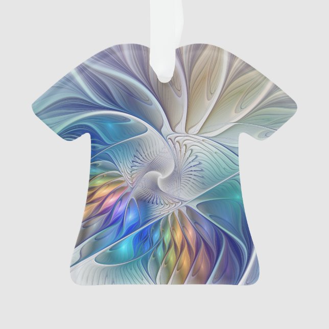 Floral Fractal Art, Colourful Abstract Flower Ornament (Front)