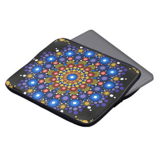 Floral Fractal Art Dotted Retro Mandala Laptop Sleeve