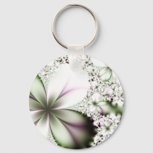Floral Fractal Art Key Ring