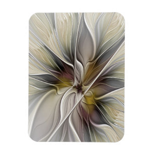 Floral Fractal, Fantasy Flower with Earth Colors Magnet