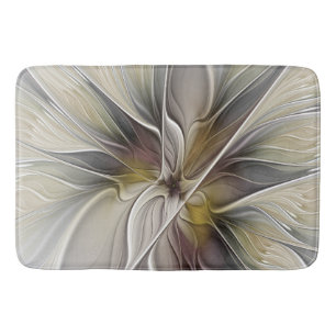 Floral Fractal, Fantasy Flower with Earth Colours Bath Mat
