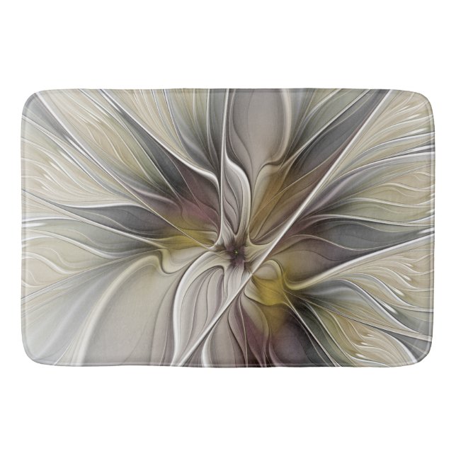 Floral Fractal, Fantasy Flower with Earth Colours Bath Mat (Front)